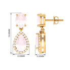 3.75 CT Rose Quartz and Diamond Dangle Drop Earrings Rose Quartz - ( AAA ) - Quality - Rosec Jewels
