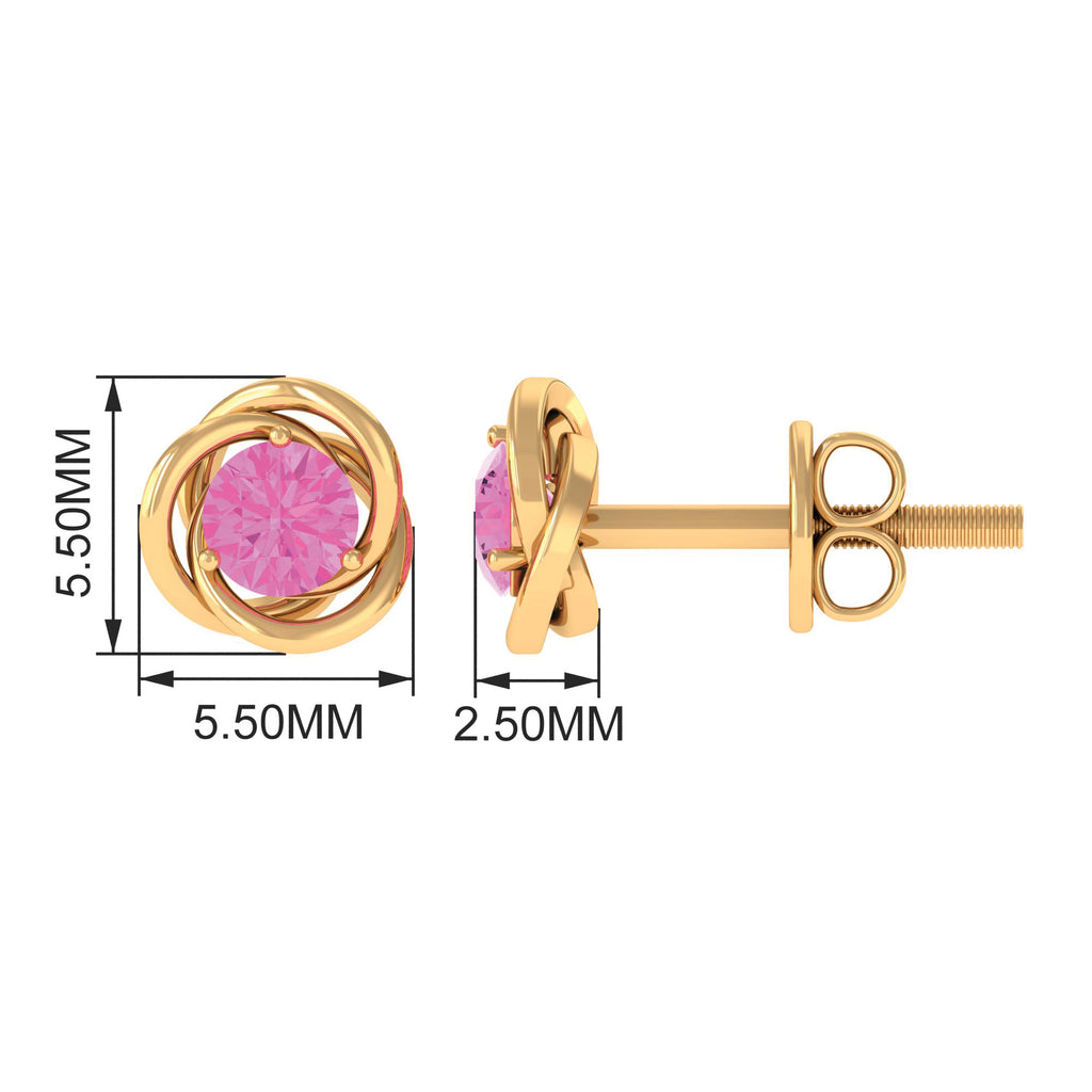 0.75 CT Pink Sapphire Swirl Stud Earrings in Prong Setting Pink Sapphire - ( AAA ) - Quality - Rosec Jewels