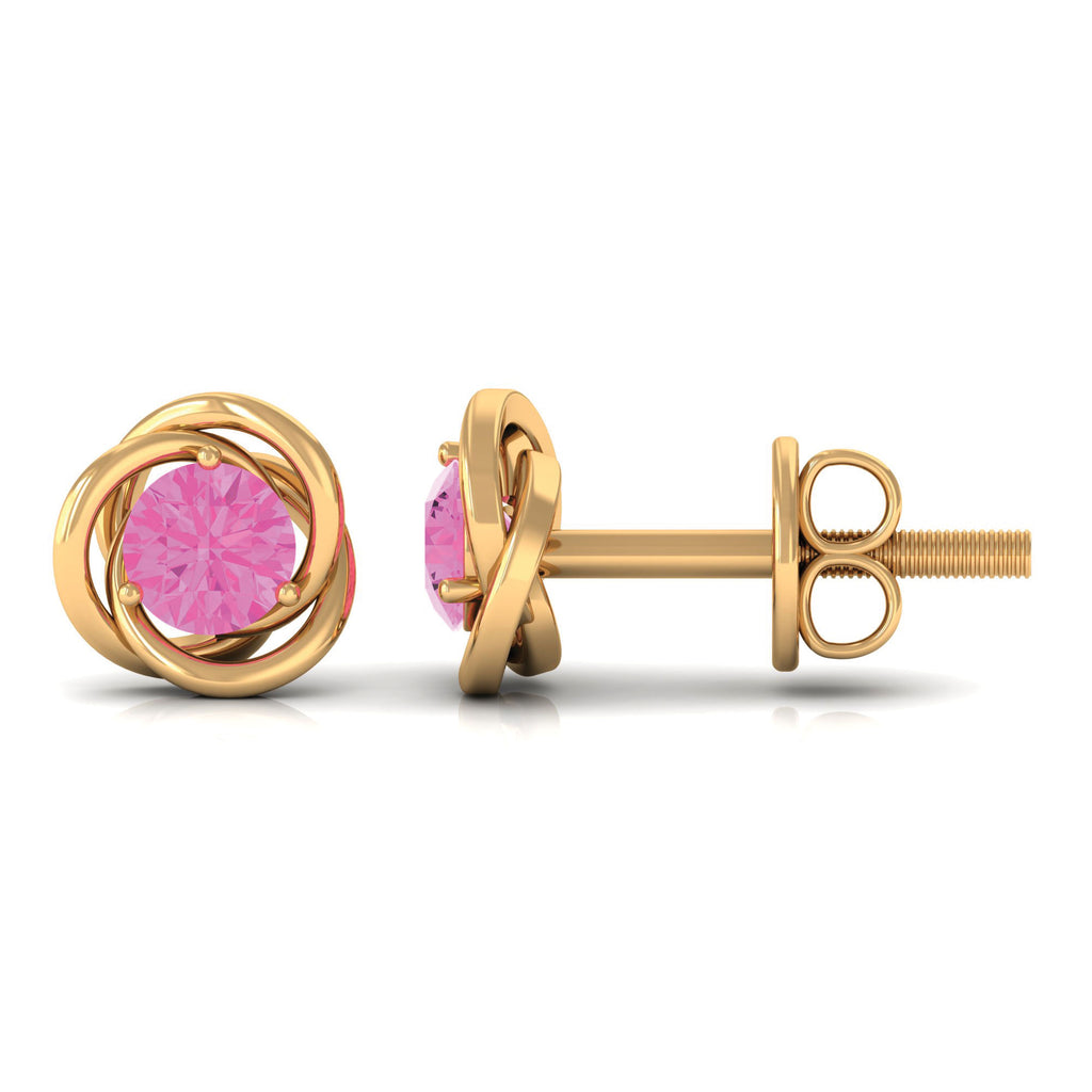 0.75 CT Pink Sapphire Swirl Stud Earrings in Prong Setting Pink Sapphire - ( AAA ) - Quality - Rosec Jewels