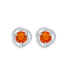 Solitaire Fire Opal Swirl Stud Earrings in 3 Prong Setting Fire Opal - ( AAA ) - Quality - Rosec Jewels