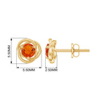 Solitaire Fire Opal Swirl Stud Earrings in 3 Prong Setting Fire Opal - ( AAA ) - Quality - Rosec Jewels