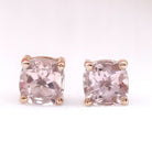 6 MM Cushion Cut Solitaire Morganite Stud Earrings Morganite - ( AAA ) - Quality - Rosec Jewels