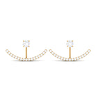 1 CT Natural Diamond Classic Gold Jacket Earrings in Prong Setting Diamond - ( HI-SI ) - Color and Clarity - Rosec Jewels