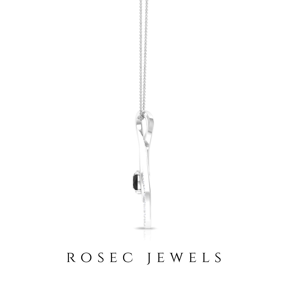 Black Diamond and Diamond Infinity Pendant Necklace Black Diamond - ( AAA ) - Quality - Rosec Jewels