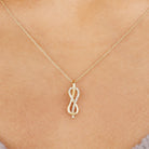 Gold Infinity Minimal Pendant with Round Cut Diamond Accent Diamond - ( HI-SI ) - Color and Clarity - Rosec Jewels