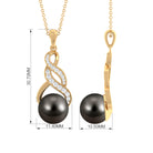 7.75 CT Tahitian Pearl and Diamond Designer Pendant Tahitian pearl - ( AAA ) - Quality - Rosec Jewels