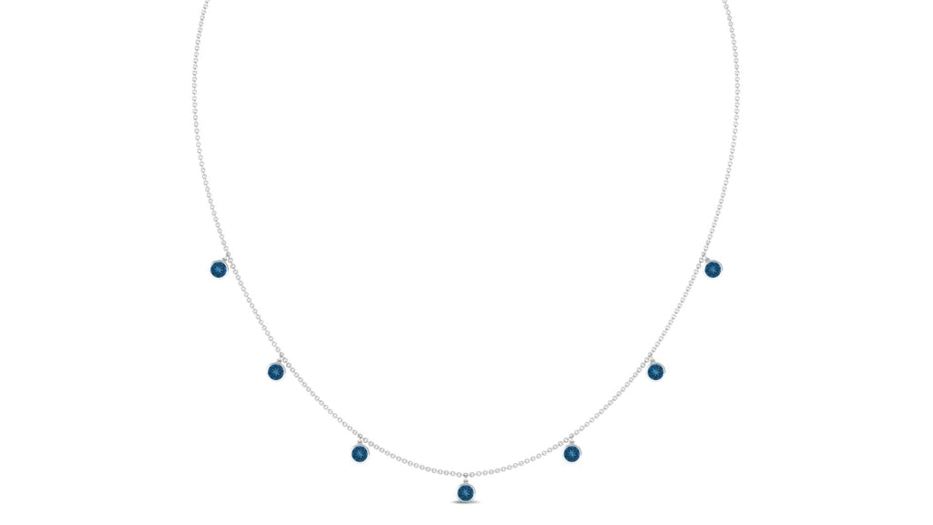 4.25 CT London Blue Topaz Station Chain Necklace in Bezel Setting
