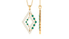 Real Emerald Designer Rhombus Pendant with Diamond Emerald - ( AAA ) - Quality - Rosec Jewels