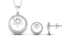 1 CT Real Diamond Floral Pendant Necklace and Stud Earring Set Diamond - ( HI-SI ) - Color and Clarity - Rosec Jewels