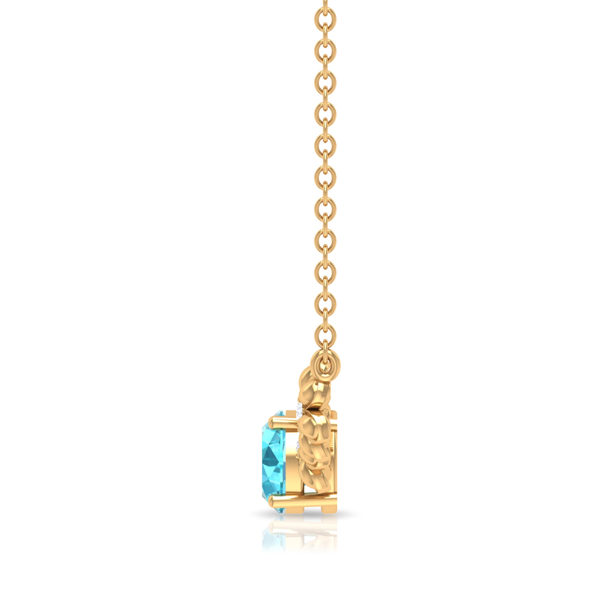 Floral Minimal Necklace with Swiss Blue Topaz and Diamond Swiss Blue Topaz - ( AAA ) - Quality - Rosec Jewels