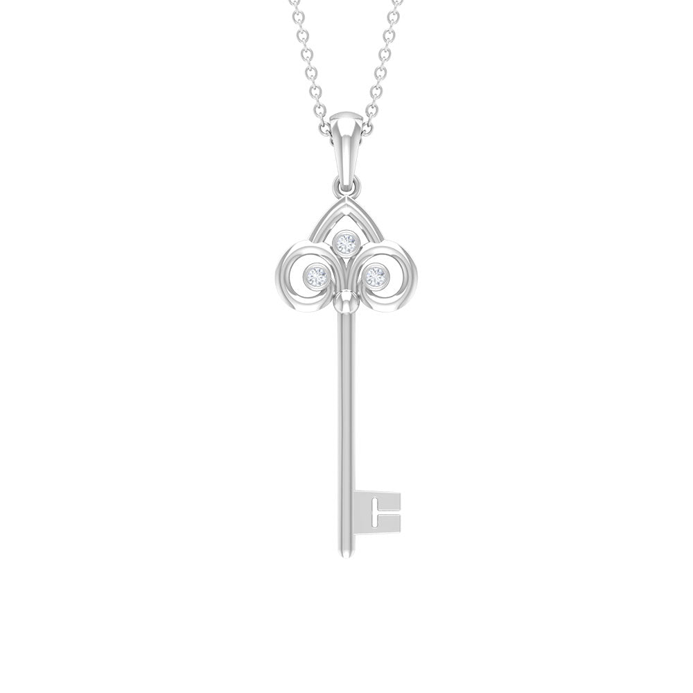 Cubic Zirconia Key Pendant Necklace