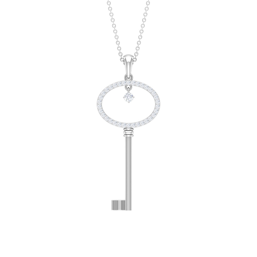 Classic Key Pendant Necklace with Cubic Zirconia