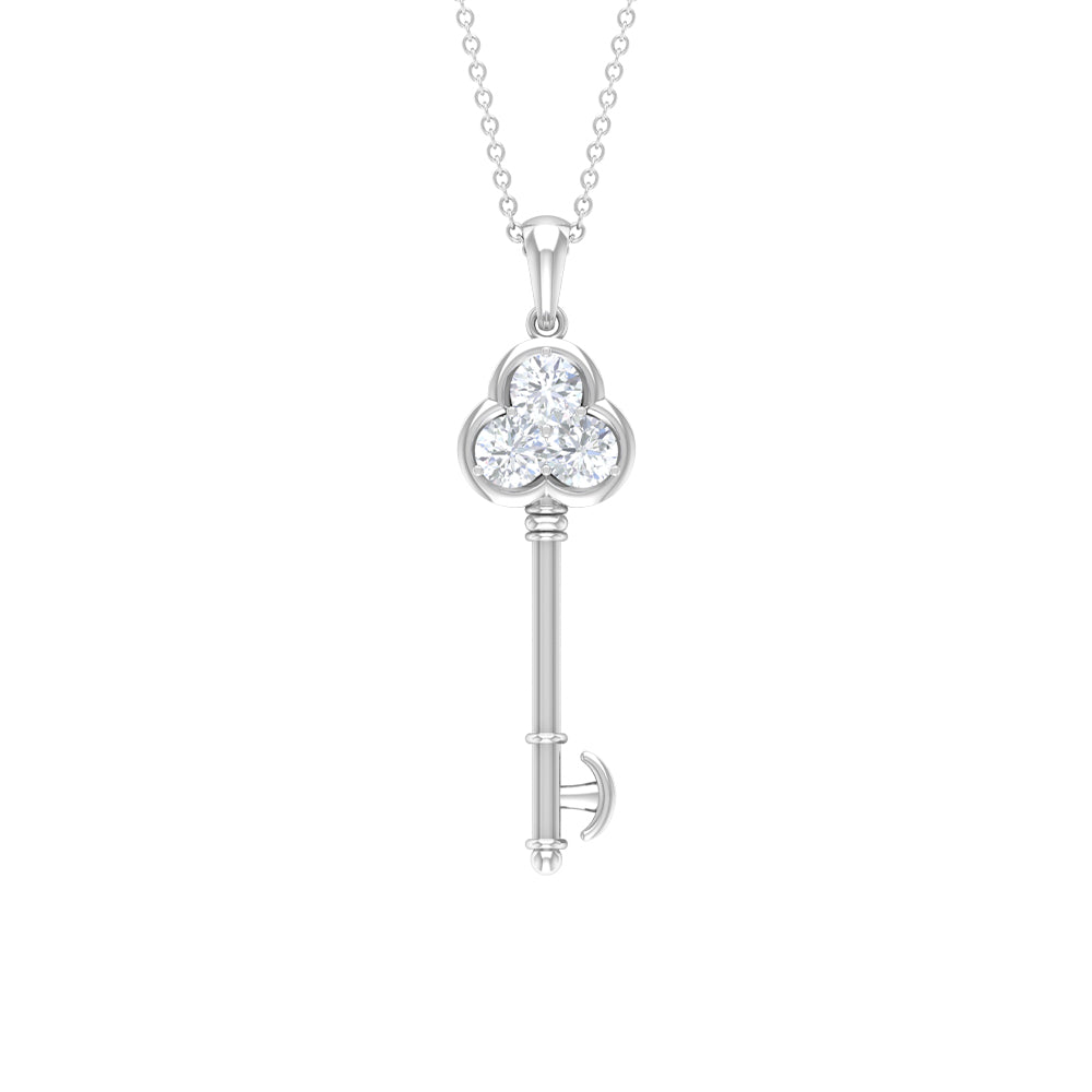 Elegant Cubic Zirconia Key Pendant Necklace
