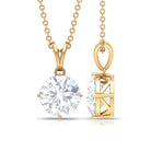 8 MM Round Certified Cubic Zirconia Solitaire Pendant Necklace in Gold Zircon - ( AAAA ) - Quality - Rosec Jewels
