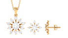 Cubic Zirconia Flower Statement Jewelry Set in Prong Setting Zircon - ( AAAA ) - Quality - Rosec Jewels