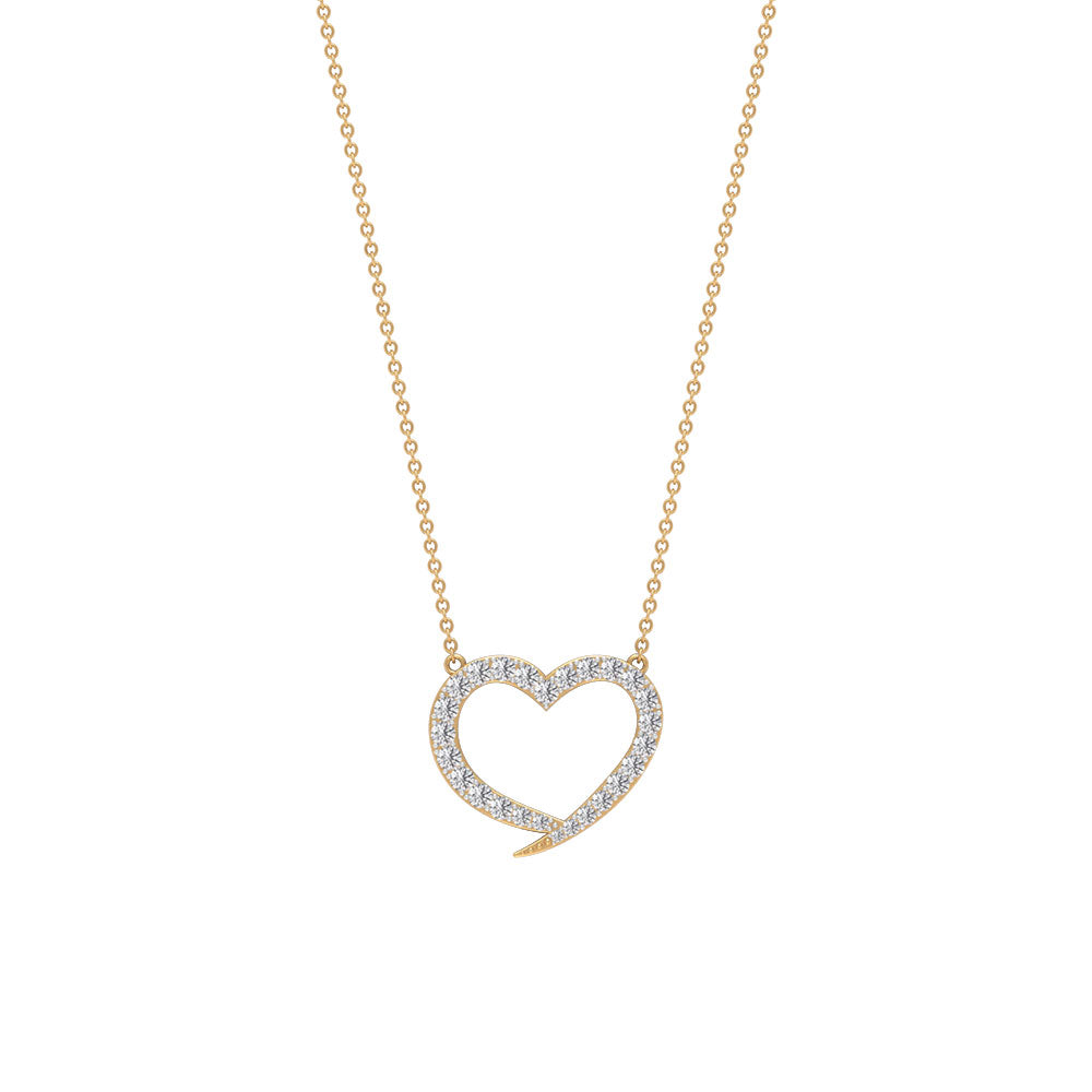 1 CT Round Cubic Zirconia Minimal Open Heart Necklace Zircon - ( AAAA ) - Quality - Rosec Jewels