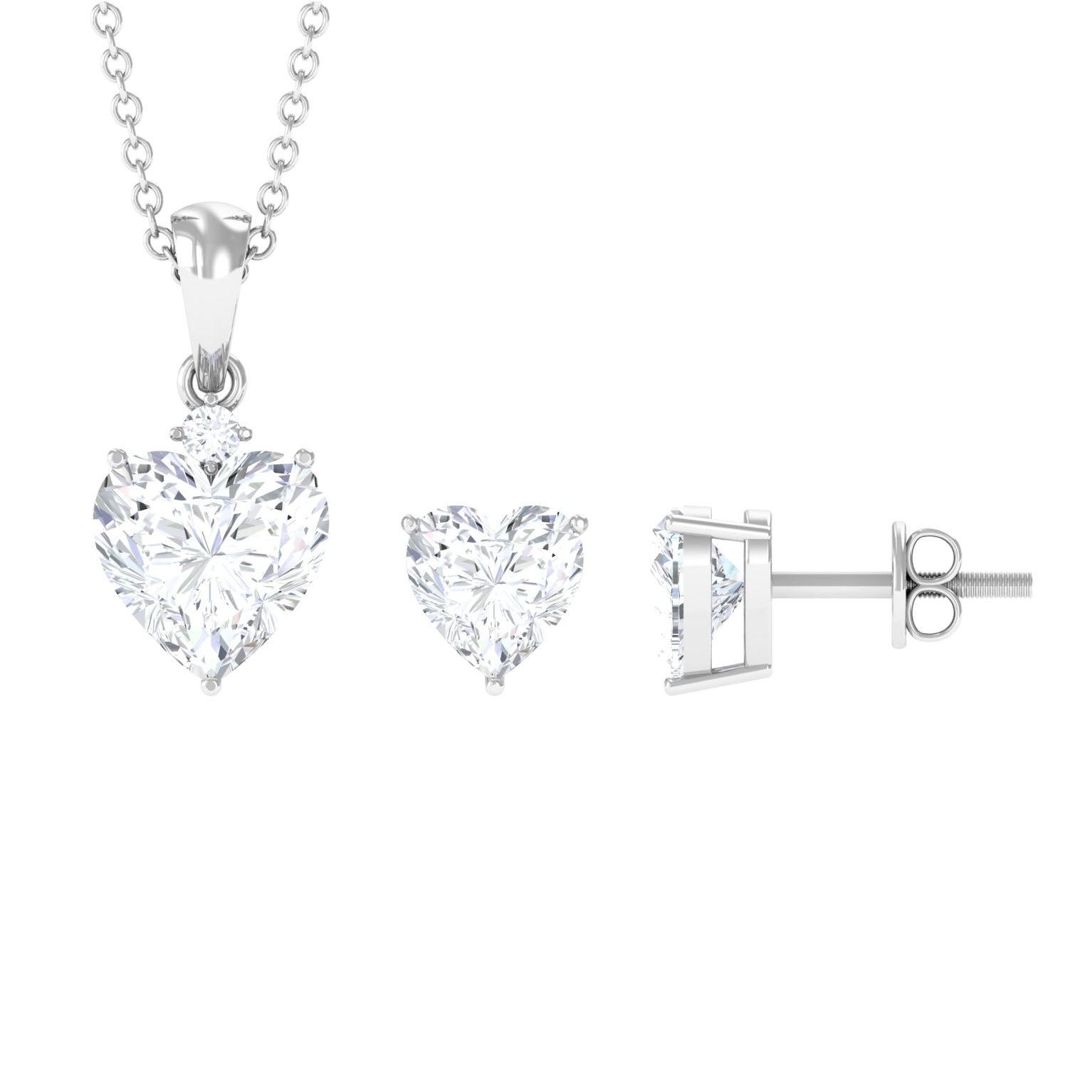 Diamond heart earrings and necklace set hotsell