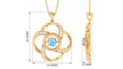 Modern Flower Pendant with Round Aquamarine and Diamond Aquamarine - ( AAA ) - Quality - Rosec Jewels