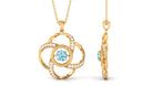 Modern Flower Pendant with Round Aquamarine and Diamond Aquamarine - ( AAA ) - Quality - Rosec Jewels