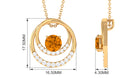 Real Citrine and Diamond Open Circle Pendant Citrine - ( AAA ) - Quality - Rosec Jewels
