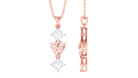 Heart Shape Morganite Dangle Pendant Necklace with Moissanite Morganite - ( AAA ) - Quality - Rosec Jewels