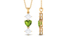 Heart Shape Peridot Drop Pendant with Princess Cut Moissanite Peridot - ( AAA ) - Quality - Rosec Jewels