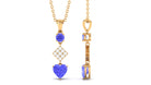 Heart and Round Shape Tanzanite and Diamond Dangle Pendant Tanzanite - ( AAA ) - Quality - Rosec Jewels