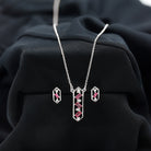 Contemporary Ruby and Diamond Dangle jewelry Set Ruby - ( AAA ) - Quality - Rosec Jewels