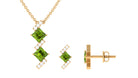 Princess Cut Peridot Modern Jewelry Set with Diamond Peridot - ( AAA ) - Quality - Rosec Jewels