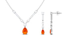Pear Shape Real Orange Sapphire and Moissanite jewellery Set Orange Sapphire - ( AAA ) - Quality - Rosec Jewels