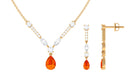 Pear Shape Real Orange Sapphire and Moissanite jewellery Set Orange Sapphire - ( AAA ) - Quality - Rosec Jewels