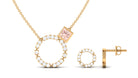 Genuine Morganite Eternity Jewelry Set with Diamond Morganite - ( AAA ) - Quality - Rosec Jewels