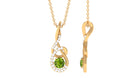 Round Peridot and Diamond Twisted Pendant Necklace Peridot - ( AAA ) - Quality - Rosec Jewels