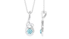 Round Aquamarine and Diamond Twisted Pendant Necklace Aquamarine - ( AAA ) - Quality - Rosec Jewels