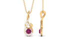 Round Pink Tourmaline and Diamond Twisted Pendant Necklace Pink Tourmaline - ( AAA ) - Quality - Rosec Jewels