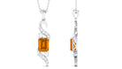 Emerald Cut Citrine Designer Dangle Pendant with Moissanite Citrine - ( AAA ) - Quality - Rosec Jewels