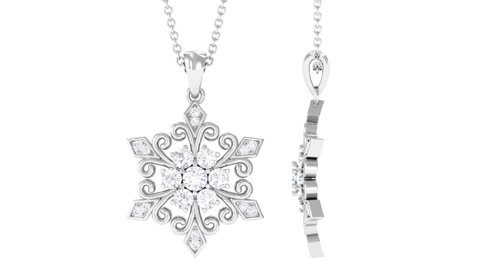 Classic Moissanite Gold Snowflake Pendant Necklace