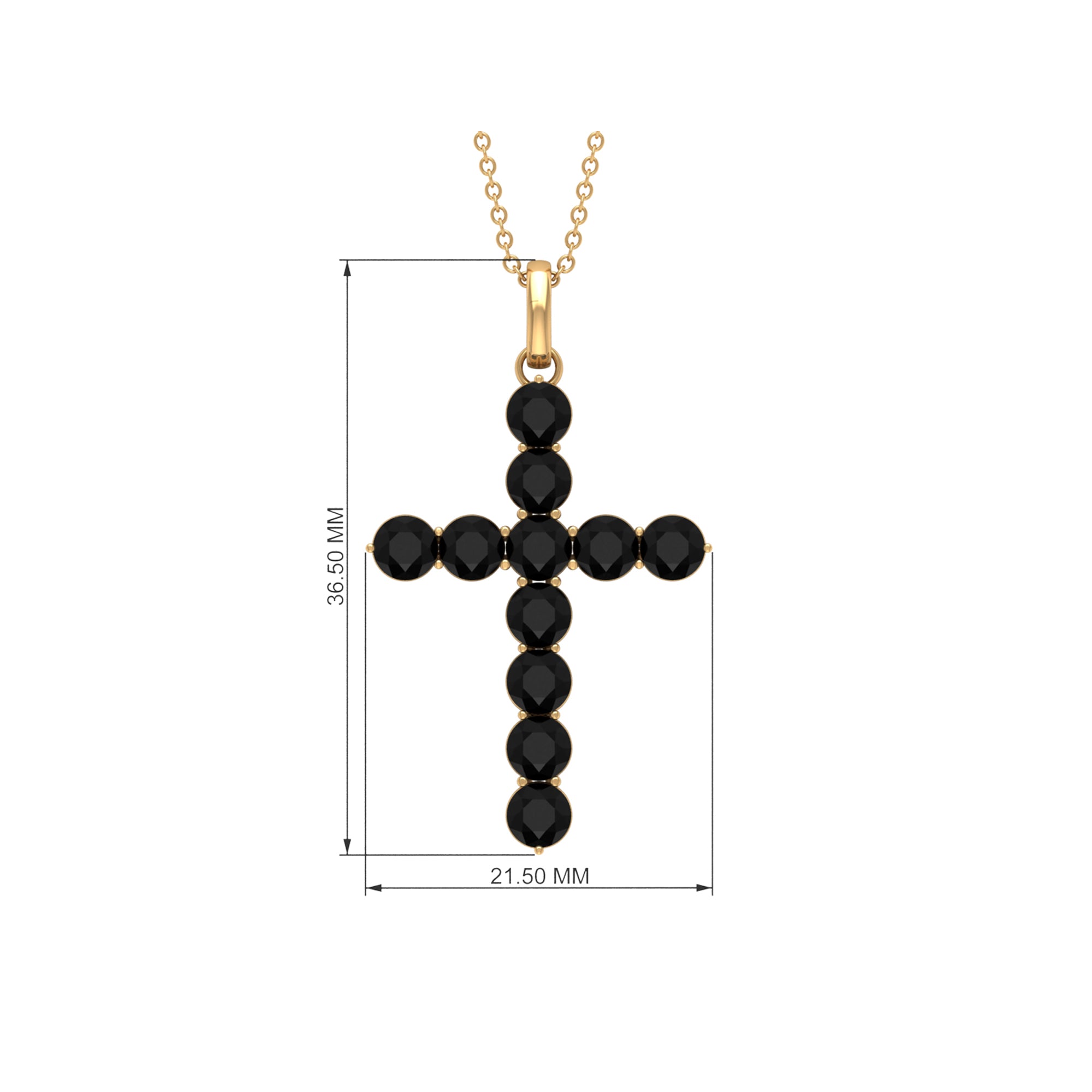 Created Black Diamond Cross Pendant Necklace in Gold Lab Created Black Diamond - ( AAAA ) - Quality - Rosec Jewels