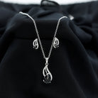 Minimal Teardrop jewelry Set with 3 CT Pear Cut Black Onyx and moissanite stones Black Onyx - ( AAA ) - Quality - Rosec Jewels