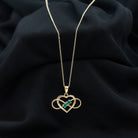 Unique Heart Infinity Pendant Necklace with Emerald Emerald - ( AAA ) - Quality - Rosec Jewels