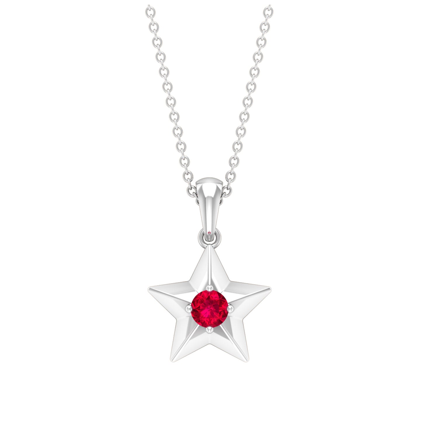 1/4 CT Elegant Ruby and Gold Star Pendant for Women Ruby - ( AAA ) - Quality - Rosec Jewels