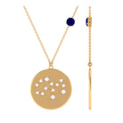 Real Blue Sapphire Virgo Zodiac Pendant with Diamond Blue Sapphire - ( AAA ) - Quality - Rosec Jewels