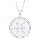 Simple Moissanite and Disc Pisces Zodiac Pendant Moissanite - ( D-VS1 ) - Color and Clarity - Rosec Jewels