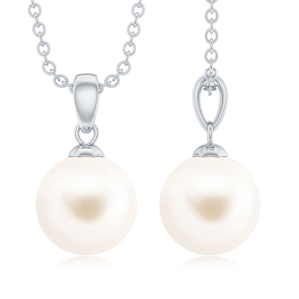 8 MM Round Freshwater Pearl Simple Solitaire Pendant Freshwater Pearl - ( AAA ) - Quality - Rosec Jewels