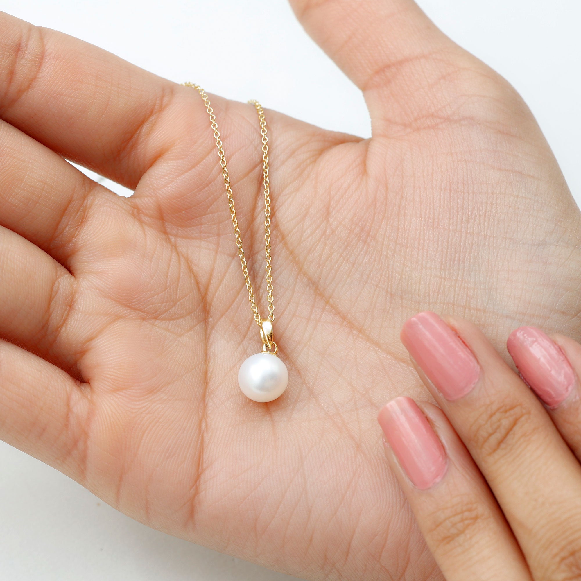 8 MM Round Freshwater Pearl Simple Solitaire Pendant Freshwater Pearl - ( AAA ) - Quality - Rosec Jewels