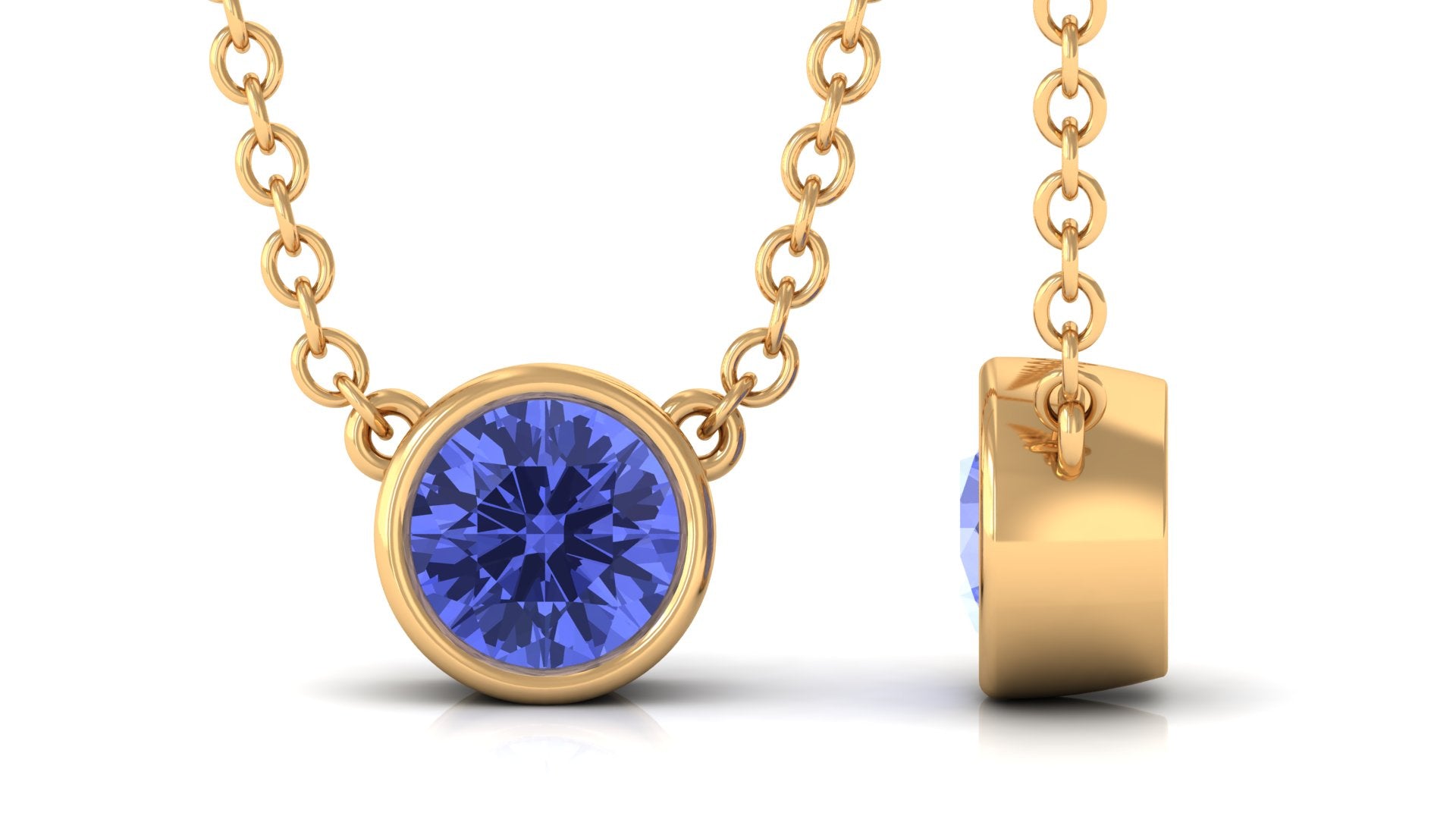 1/2 CT Bezel Set Tanzanite Solitaire Pendant Necklace in Gold Tanzanite - ( AAA ) - Quality - Rosec Jewels