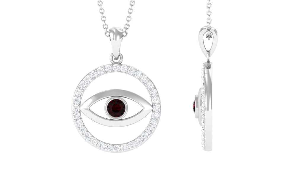 Diamond Eternity and Garnet Evil Eye Pendant