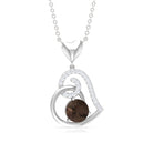 3/4 CT Smoky Quartz and Diamond Heart Drop Pendant Smoky Quartz - ( AAA ) - Quality - Rosec Jewels