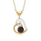 3/4 CT Smoky Quartz and Diamond Heart Drop Pendant Smoky Quartz - ( AAA ) - Quality - Rosec Jewels