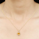 8 MM Heart Shape Citrine Solitaire Pendant with Rope Frame Citrine - ( AAA ) - Quality - Rosec Jewels